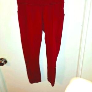 Lululemon Body Con Tight Leggings Deep Rouge Side Mesh Pockets Womens 4 Luxtreme